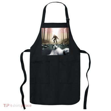 Funny Cat Selfie With Bigfoot Sasquatch Cat Bigfoot Vintage Apron