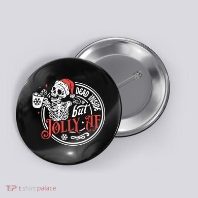 Funny Christmas Skeleton Button