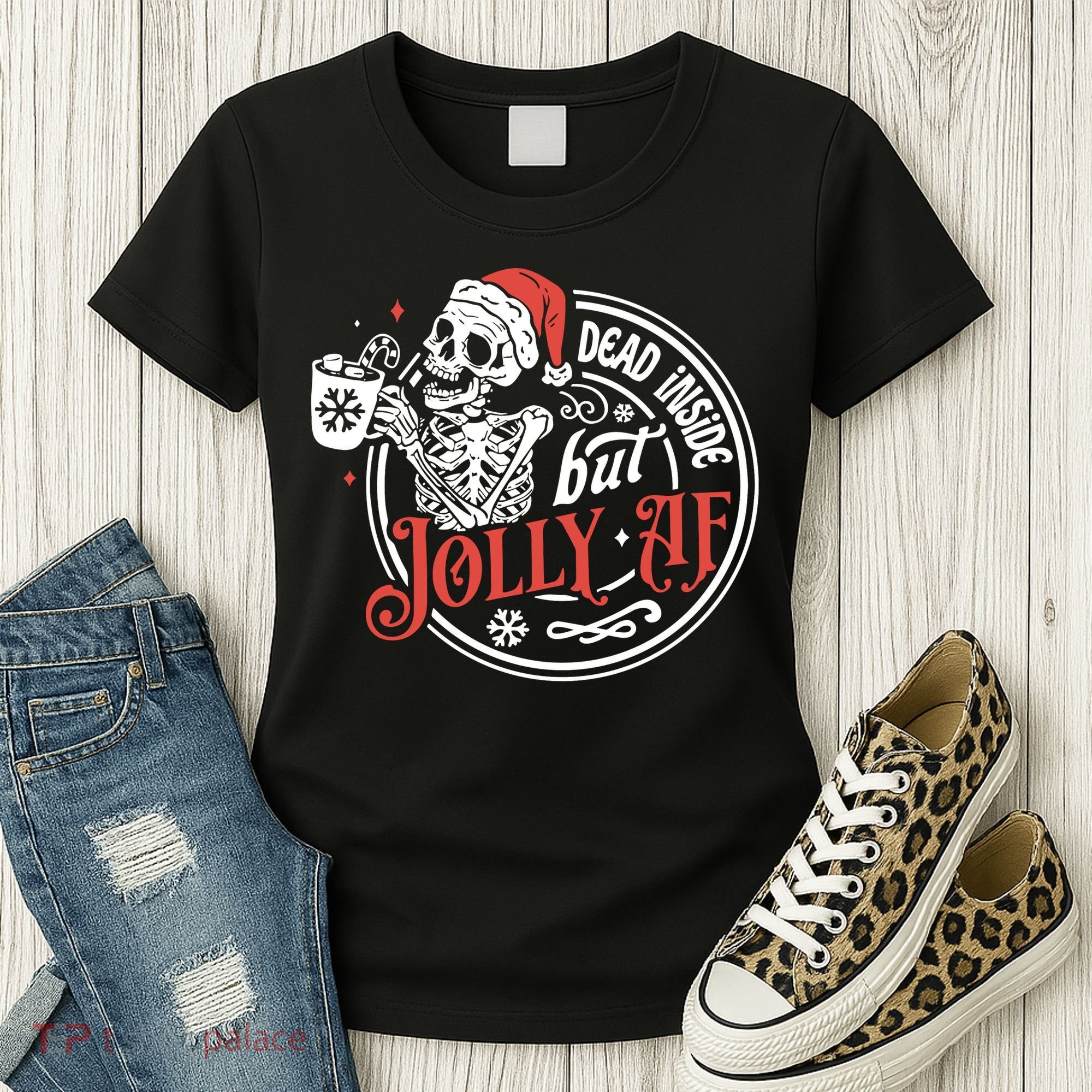 Funny Christmas Skeleton Women's T-Shirt
