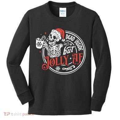 Funny Christmas Skeleton Kids Long Sleeve Shirt