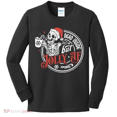 Funny Christmas Skeleton Kids Long Sleeve Shirt