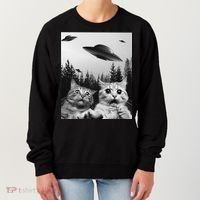 Funny Cat Selfie with UFOs Women's Sweatshirt thumb 0