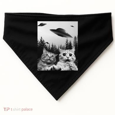 Funny Cat Selfie with UFOs USA-Made Doggie Bandana