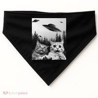 Funny Cat Selfie with UFOs USA-Made Doggie Bandana thumb 0