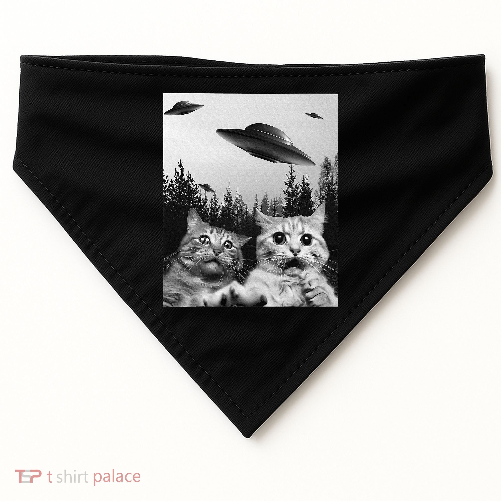 Funny Cat Selfie with UFOs USA-Made Doggie Bandana