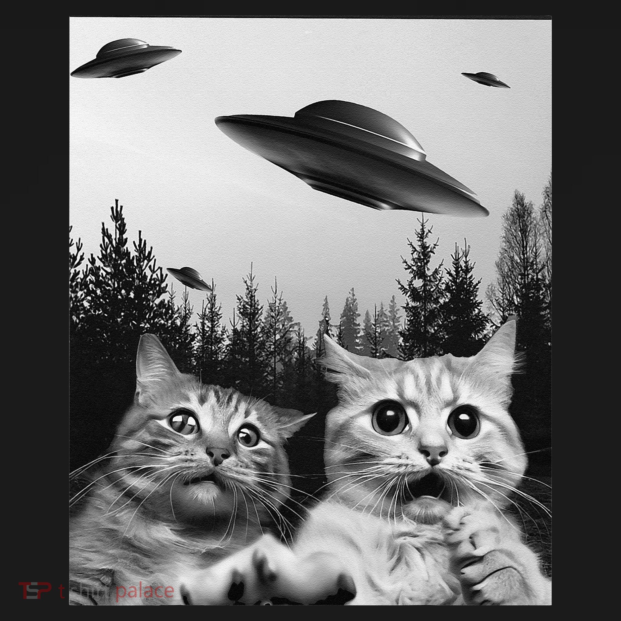 Funny Cat Selfie with UFOs USA-Made Doggie Bandana