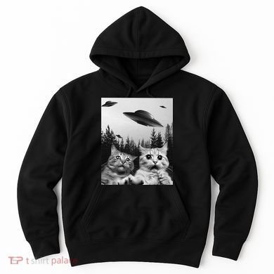 Funny Cat Selfie with UFOs Hoodie