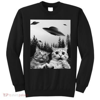 Funny Cat Selfie with UFOs Sweatshirt