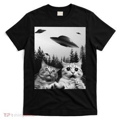 Funny Cat Selfie with UFOs T-Shirt