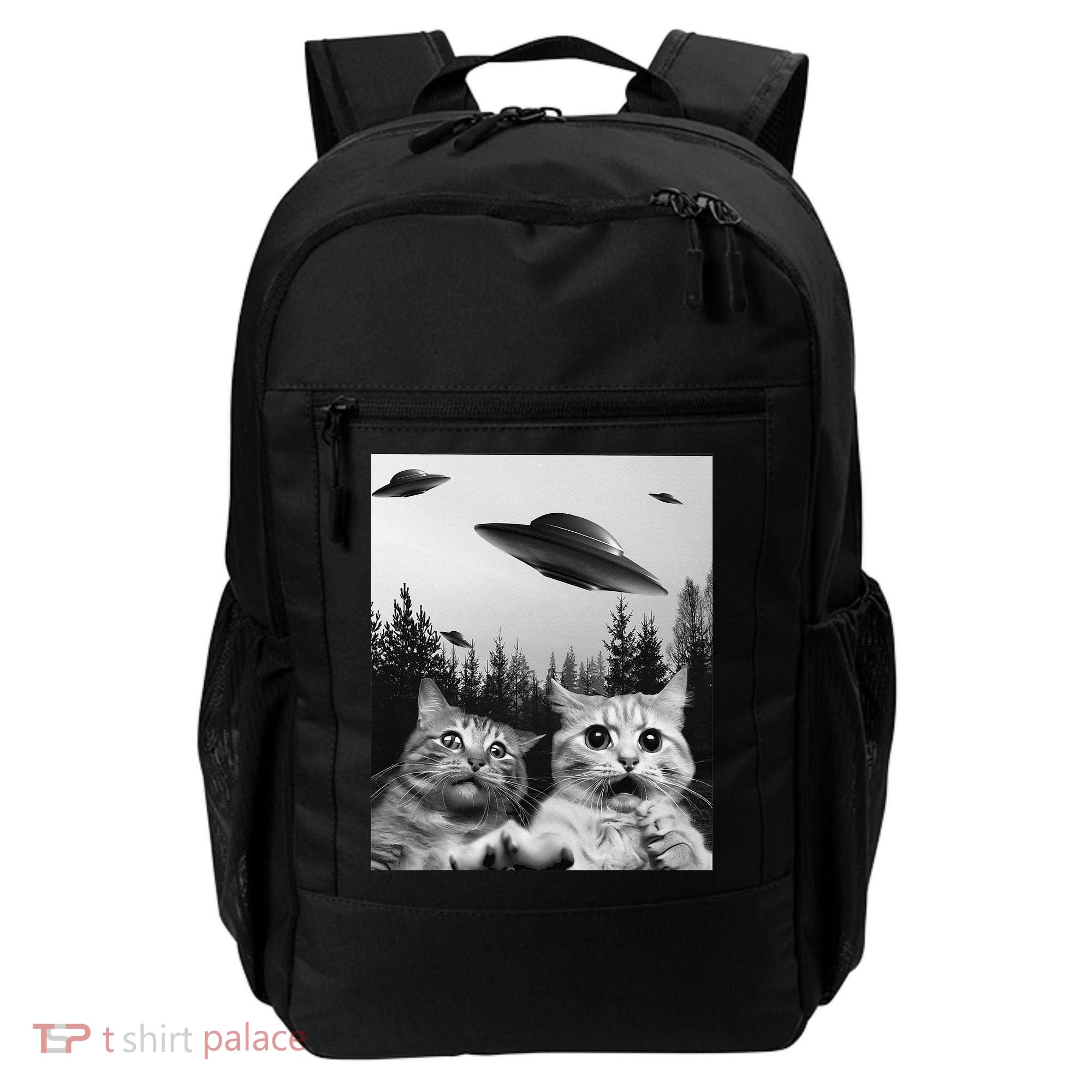 Funny Cat Selfie with UFOs Backpack