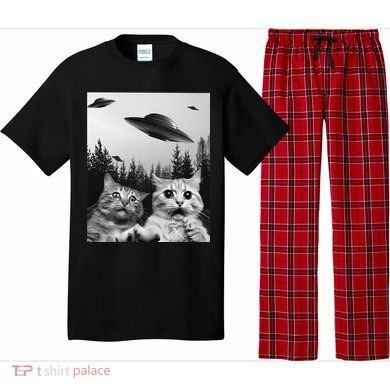 Funny Cat Selfie with UFOs Pajama Set