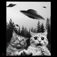 Funny Cat Selfie with UFOs Pajama Set thumb 2