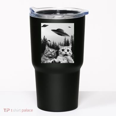 Funny Cat Selfie with UFOs Tumbler