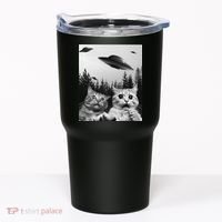 Funny Cat Selfie with UFOs Tumbler thumb 0