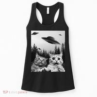 Funny Cat Selfie with UFOs Women's Tank Top thumb 0