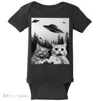 Funny Cat Selfie with UFOs Baby Bodysuit thumb 0