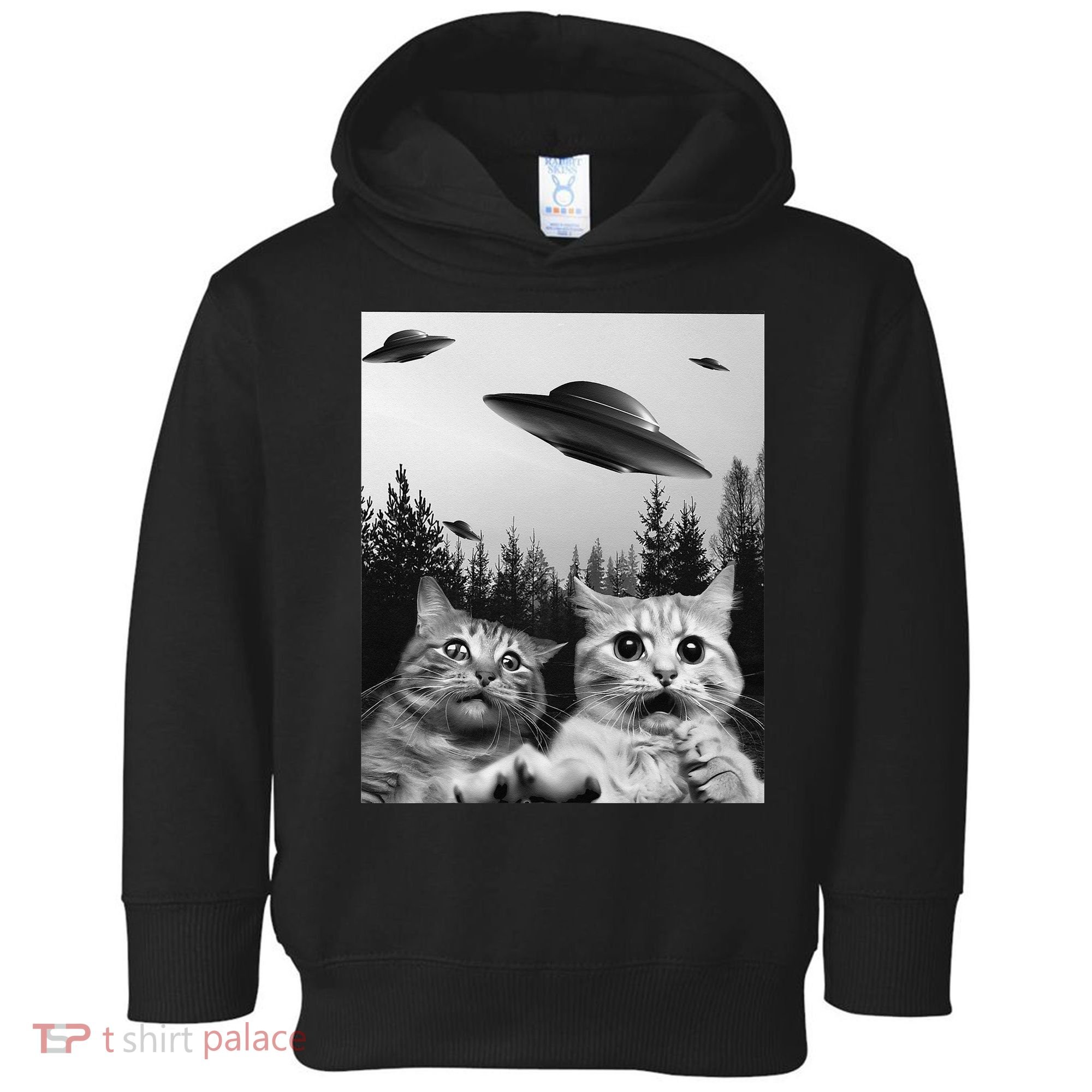 Funny Cat Selfie with UFOs Toddler Hoodie