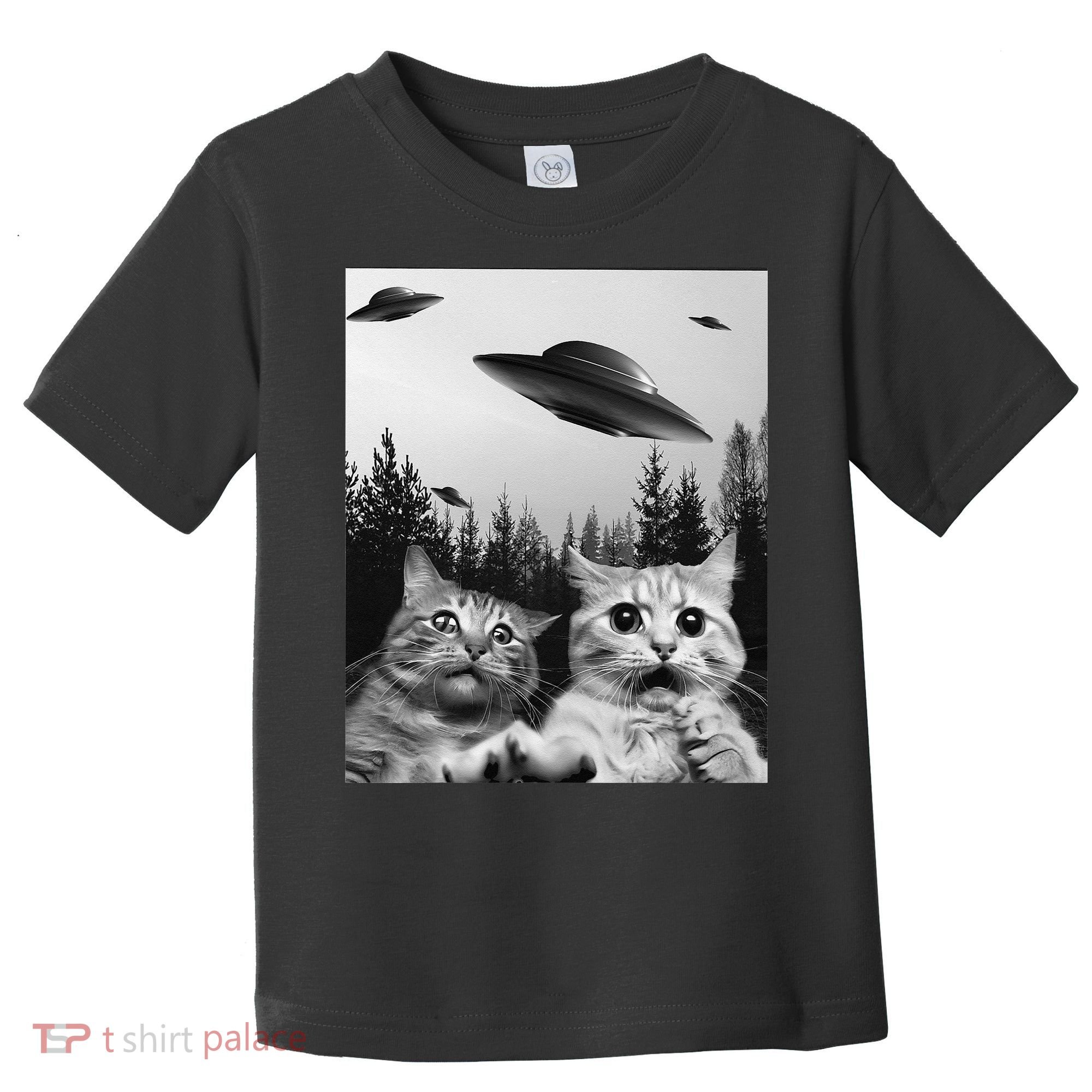 Funny Cat Selfie with UFOs Toddler T-Shirt