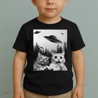 Funny Cat Selfie with UFOs Toddler T-Shirt thumb 2