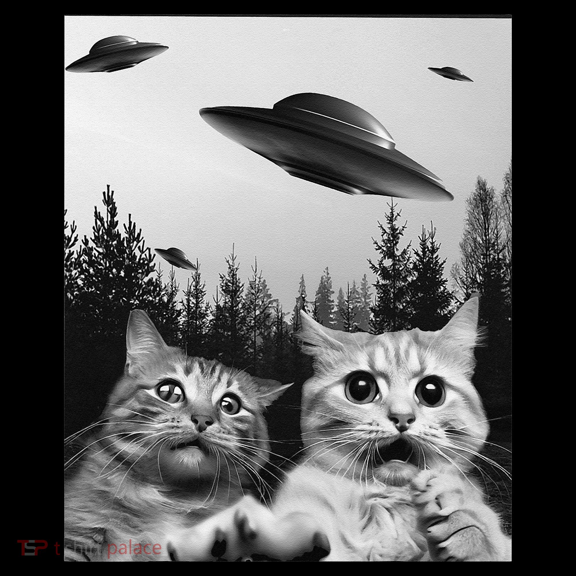 Funny Cat Selfie with UFOs Visor