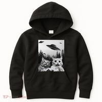Funny Cat Selfie with UFOs Kids Hoodie thumb 0