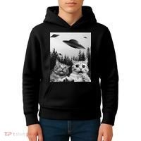 Funny Cat Selfie with UFOs Kids Hoodie thumb 4