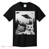 Funny Cat Selfie with UFOs Kids T-Shirt thumb 0