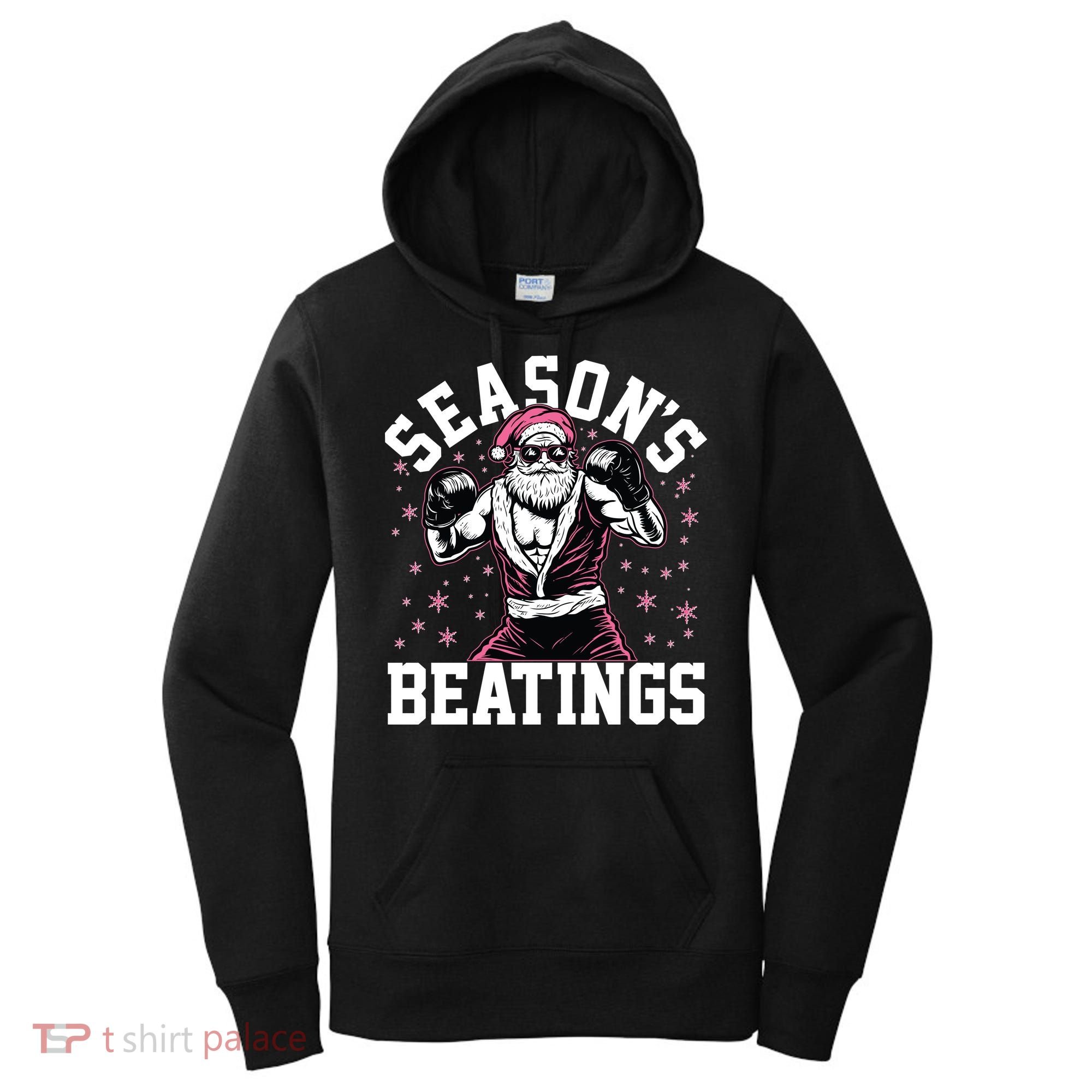 Funny Christmas Seasons Beatings Mma Boxing Santa Claus Women's Hoodie