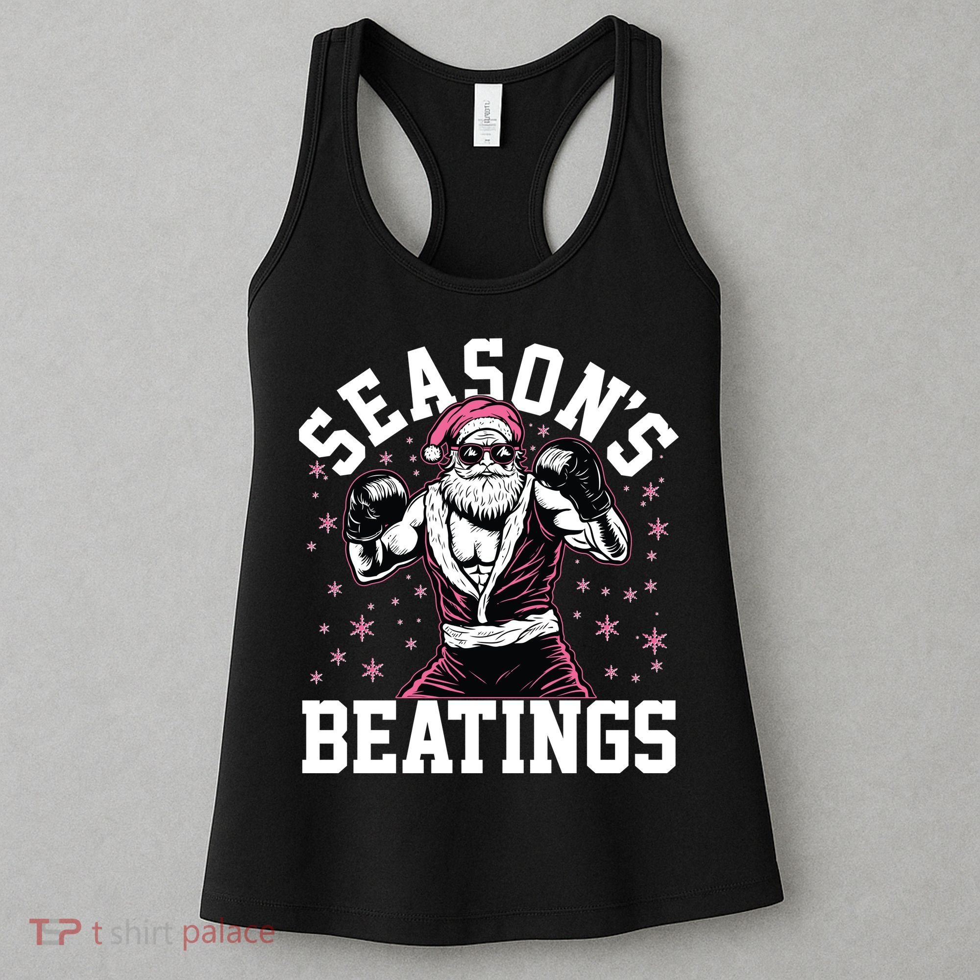 Funny Christmas Seasons Beatings Mma Boxing Santa Claus Women's Tank Top
