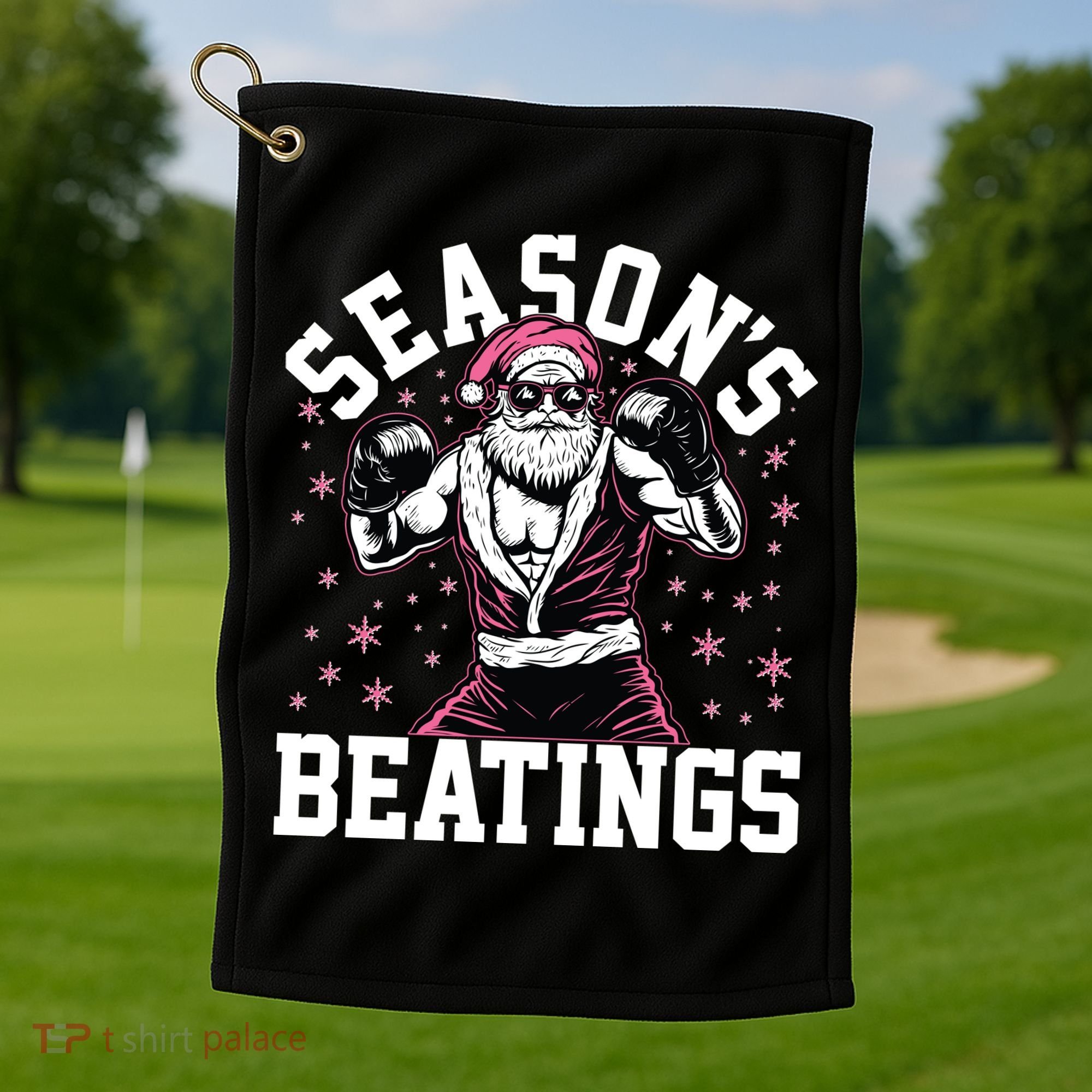 Funny Christmas Seasons Beatings Mma Boxing Santa Claus Golf Towel