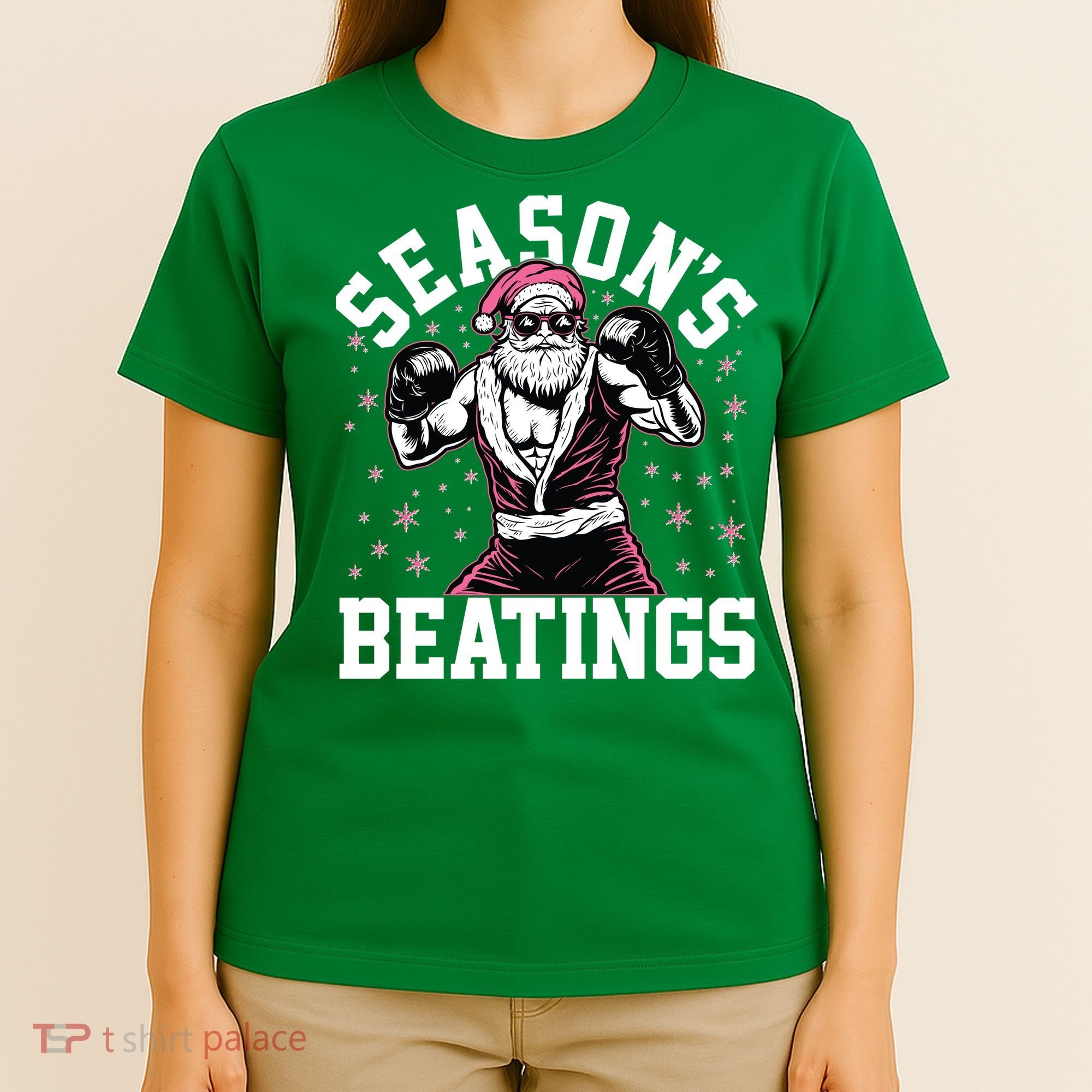Funny Christmas Seasons Beatings Mma Boxing Santa Claus T-Shirt