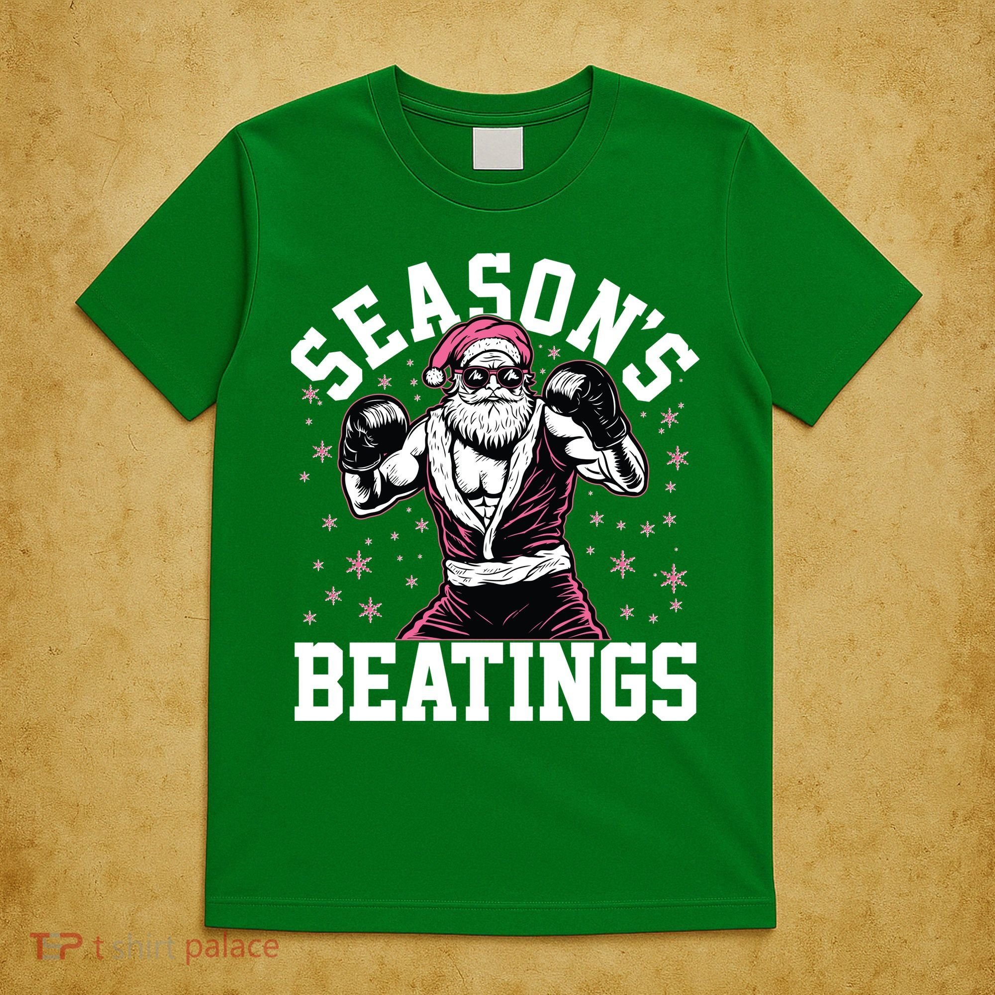 Funny Christmas Seasons Beatings Mma Boxing Santa Claus T-Shirt