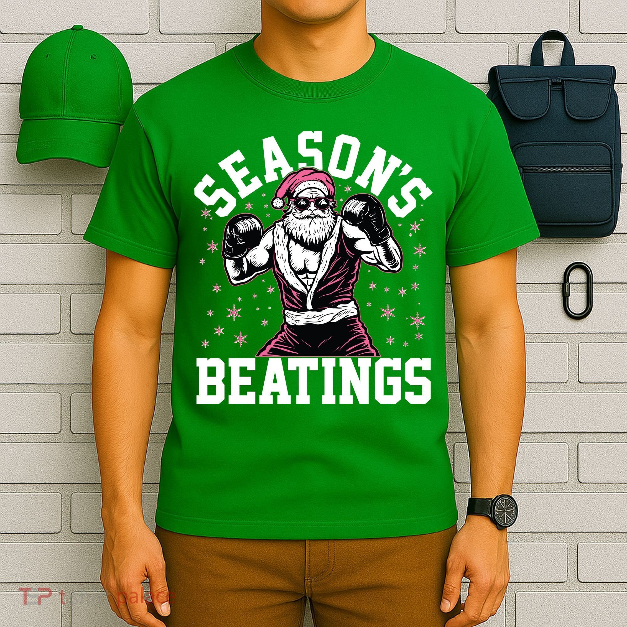 Funny Christmas Seasons Beatings Mma Boxing Santa Claus T-Shirt