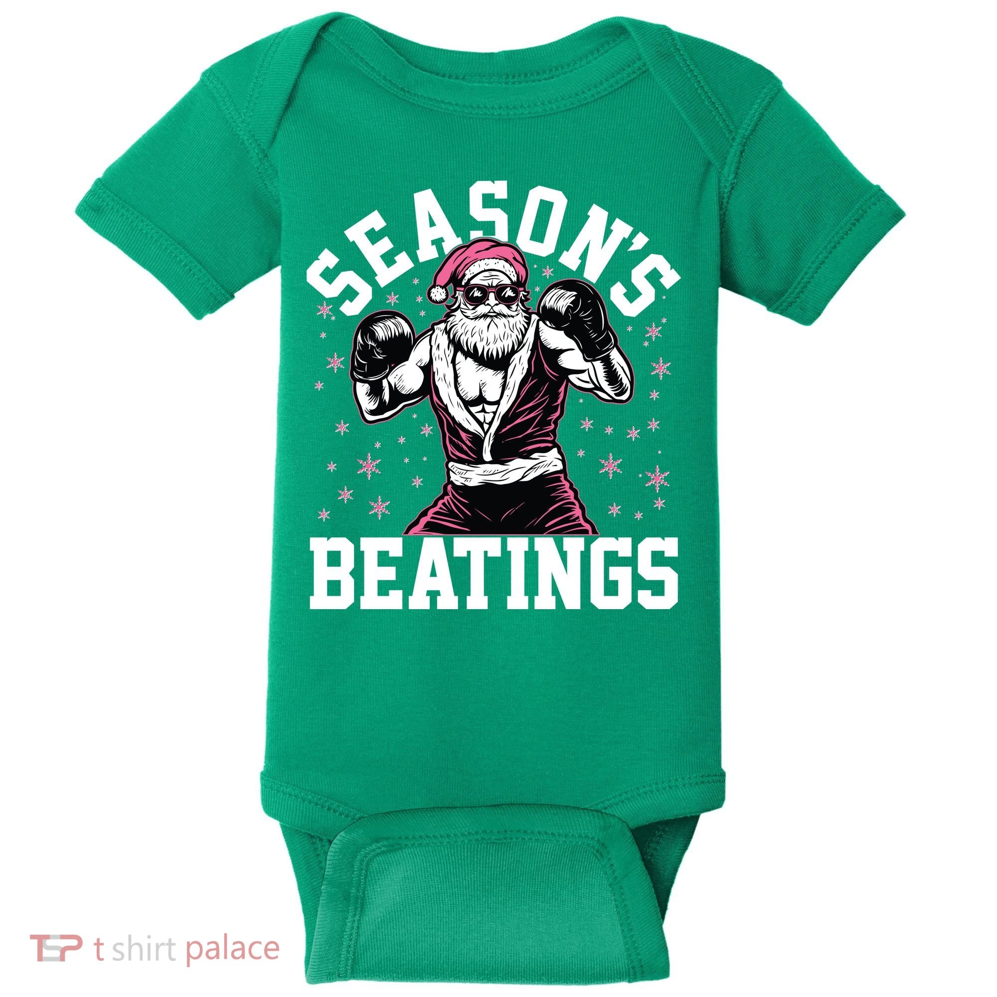 Funny Christmas Seasons Beatings Mma Boxing Santa Claus Baby Bodysuit