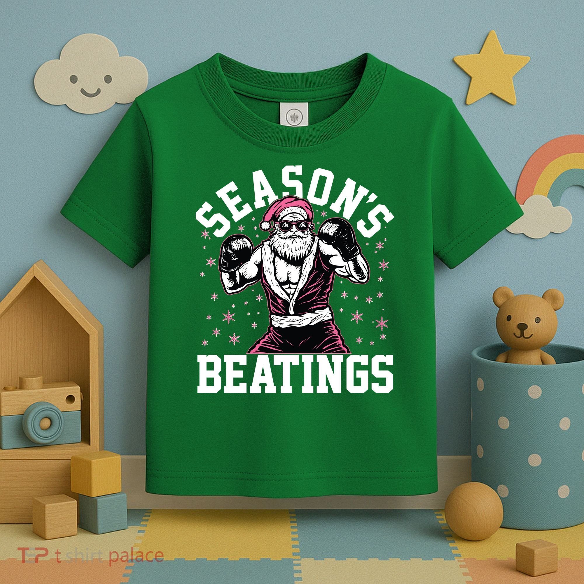 Funny Christmas Seasons Beatings Mma Boxing Santa Claus Toddler T-Shirt