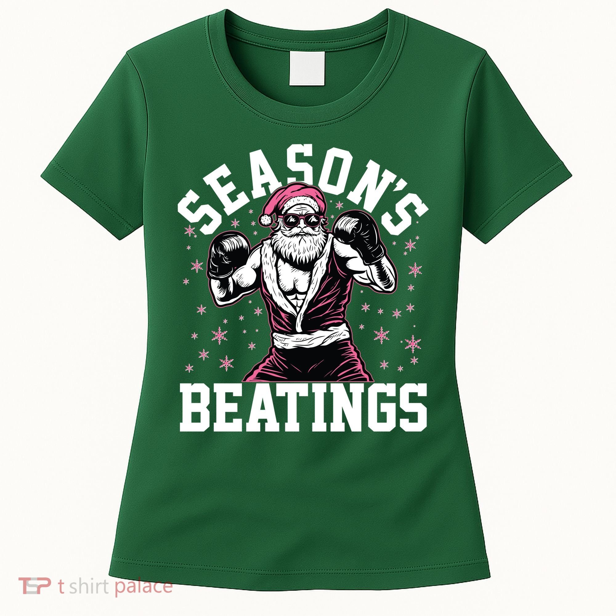 Funny Christmas Seasons Beatings Mma Boxing Santa Claus Women's T-Shirt