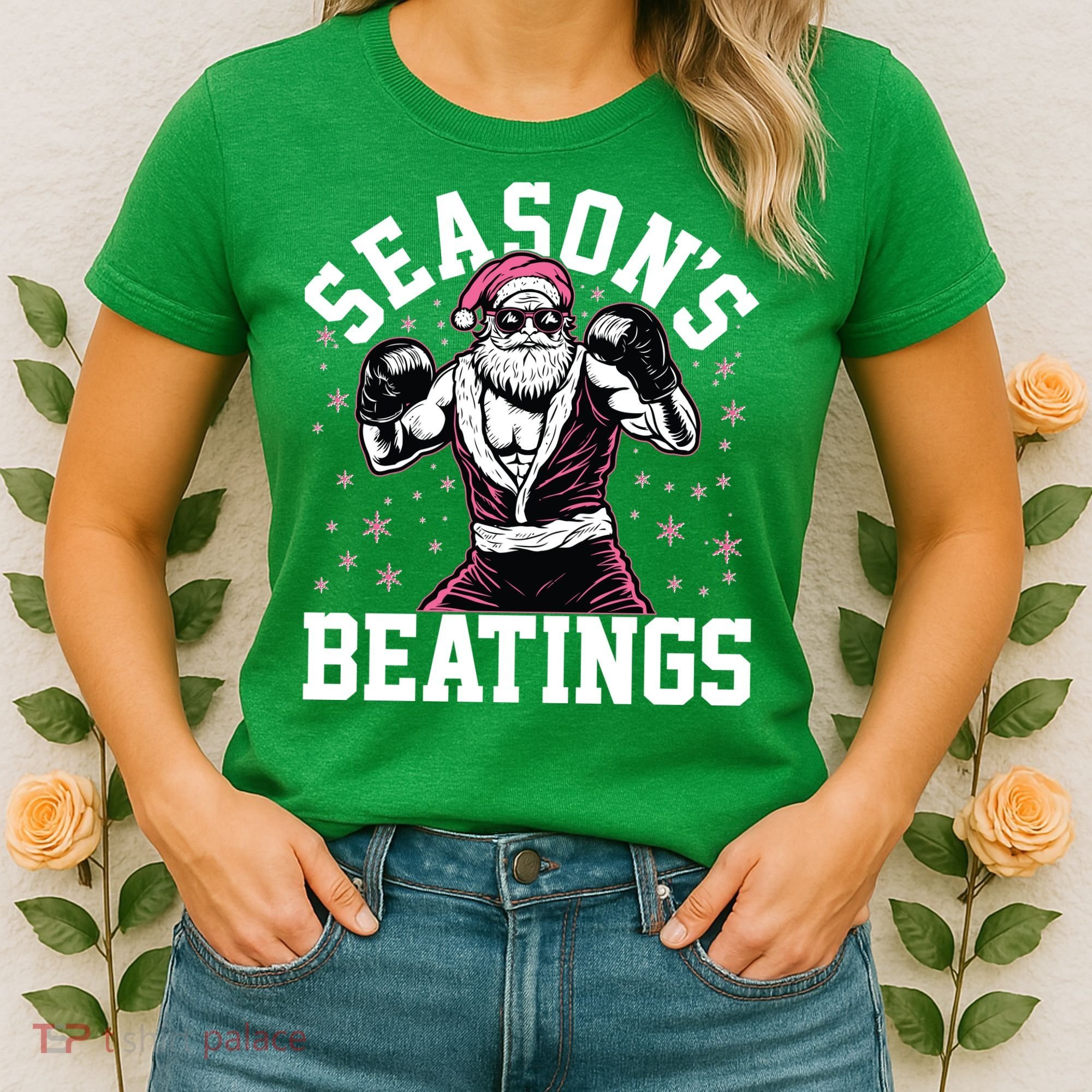 Funny Christmas Seasons Beatings Mma Boxing Santa Claus Women's T-Shirt