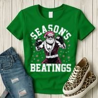 Funny Christmas Seasons Beatings Mma Boxing Santa Claus Women's T-Shirt thumb 3