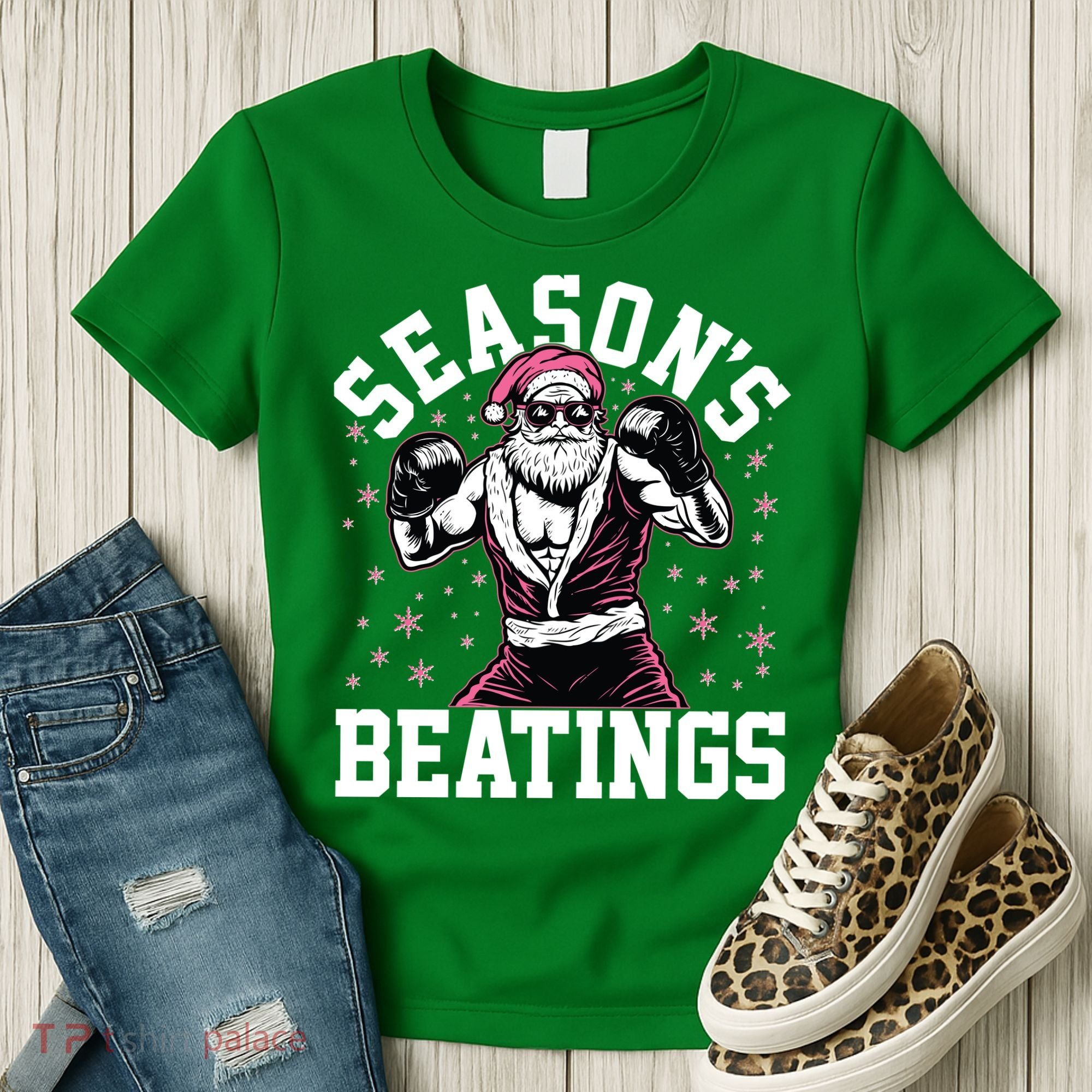 Funny Christmas Seasons Beatings Mma Boxing Santa Claus Women's T-Shirt