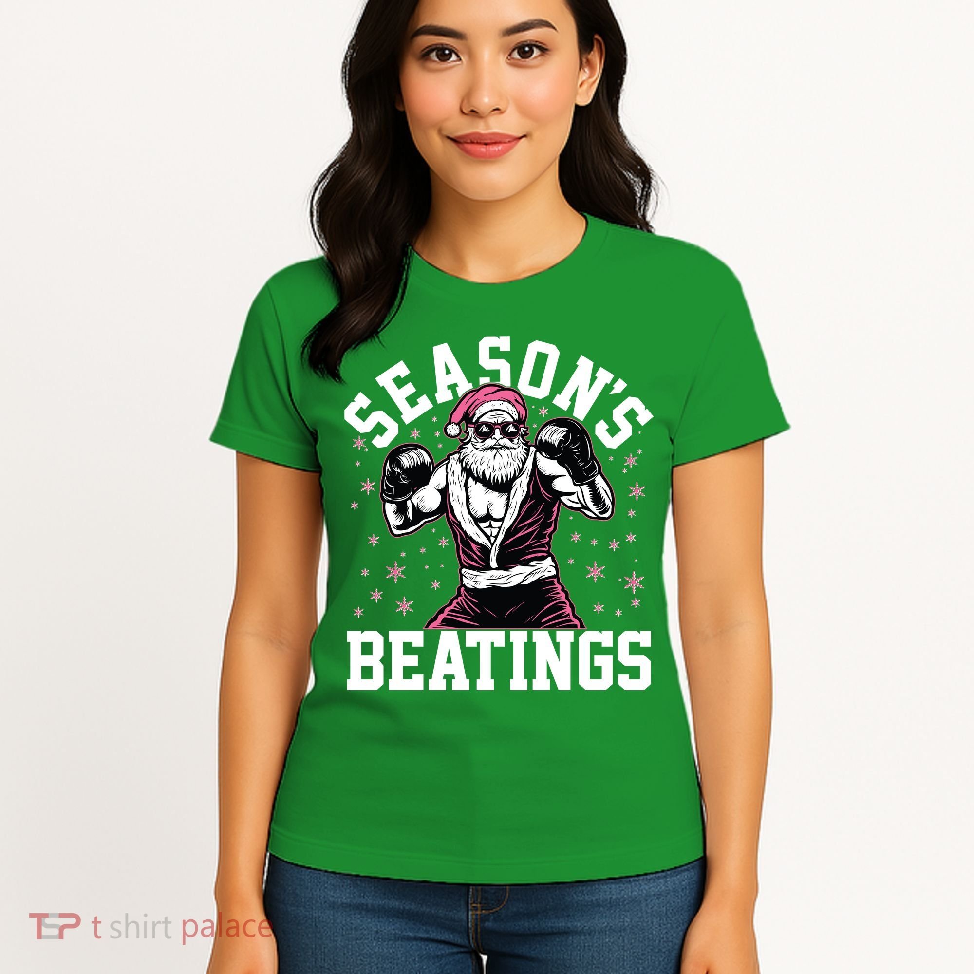 Funny Christmas Seasons Beatings Mma Boxing Santa Claus Women's T-Shirt