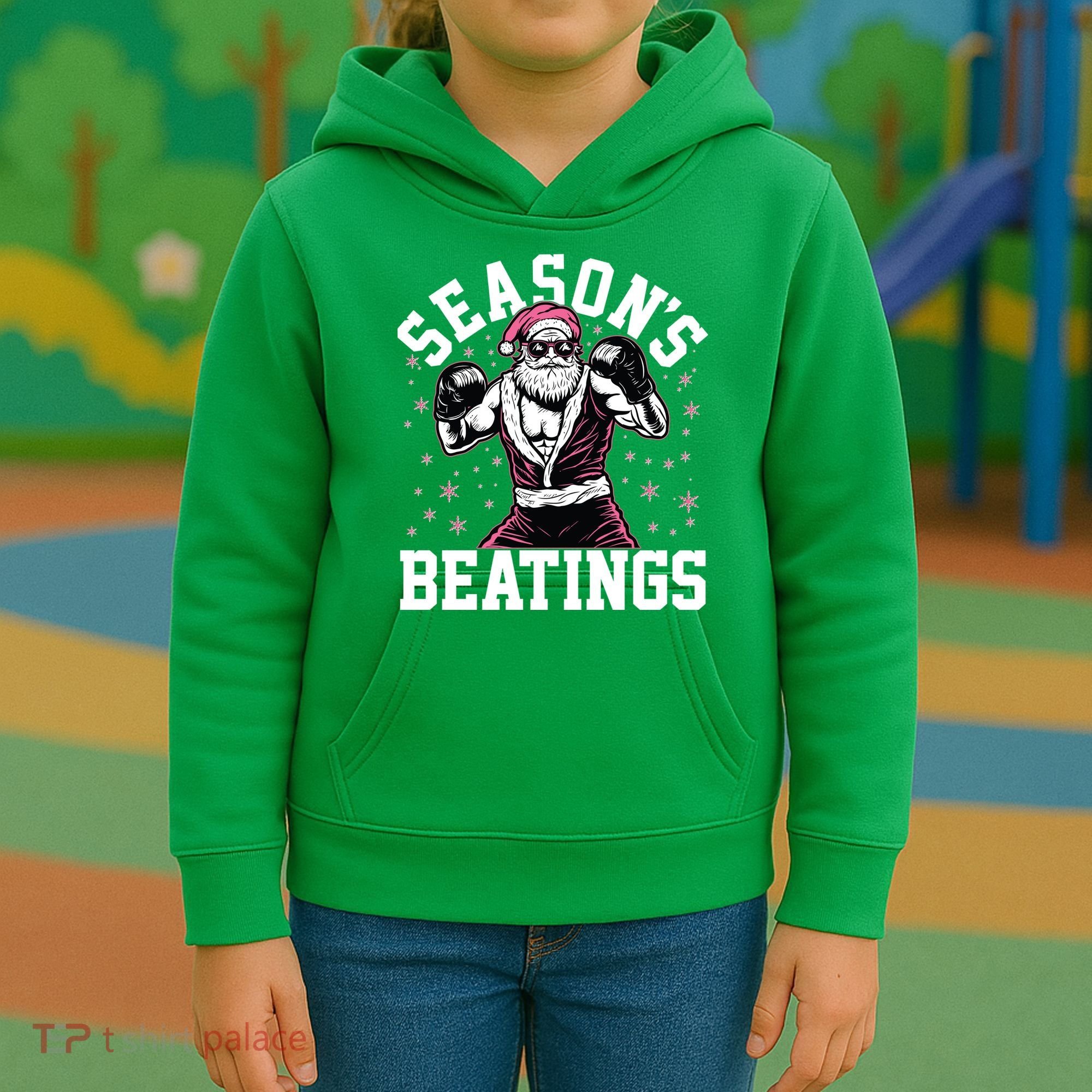 Funny Christmas Seasons Beatings Mma Boxing Santa Claus Kids Hoodie