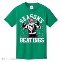 Funny Christmas Seasons Beatings Mma Boxing Santa Claus Kids T-Shirt thumb 0