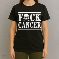 Fuck Cancer Skull and Crossbones Skeleton Breast Cancer T-Shirt thumb 4