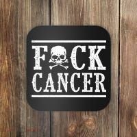 Fuck Cancer Skull and Crossbones Skeleton Breast Cancer Coaster thumb 0