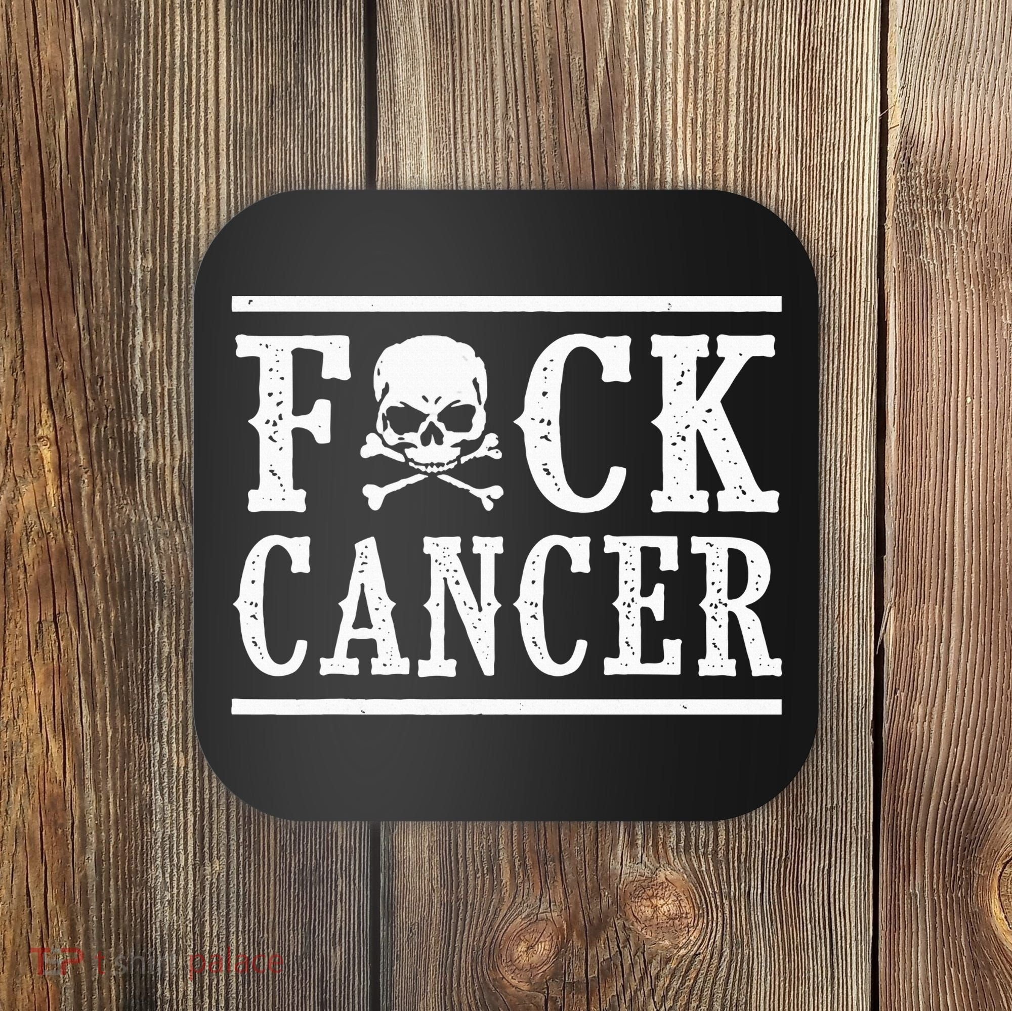 Fuck Cancer Skull and Crossbones Skeleton Breast Cancer Coaster