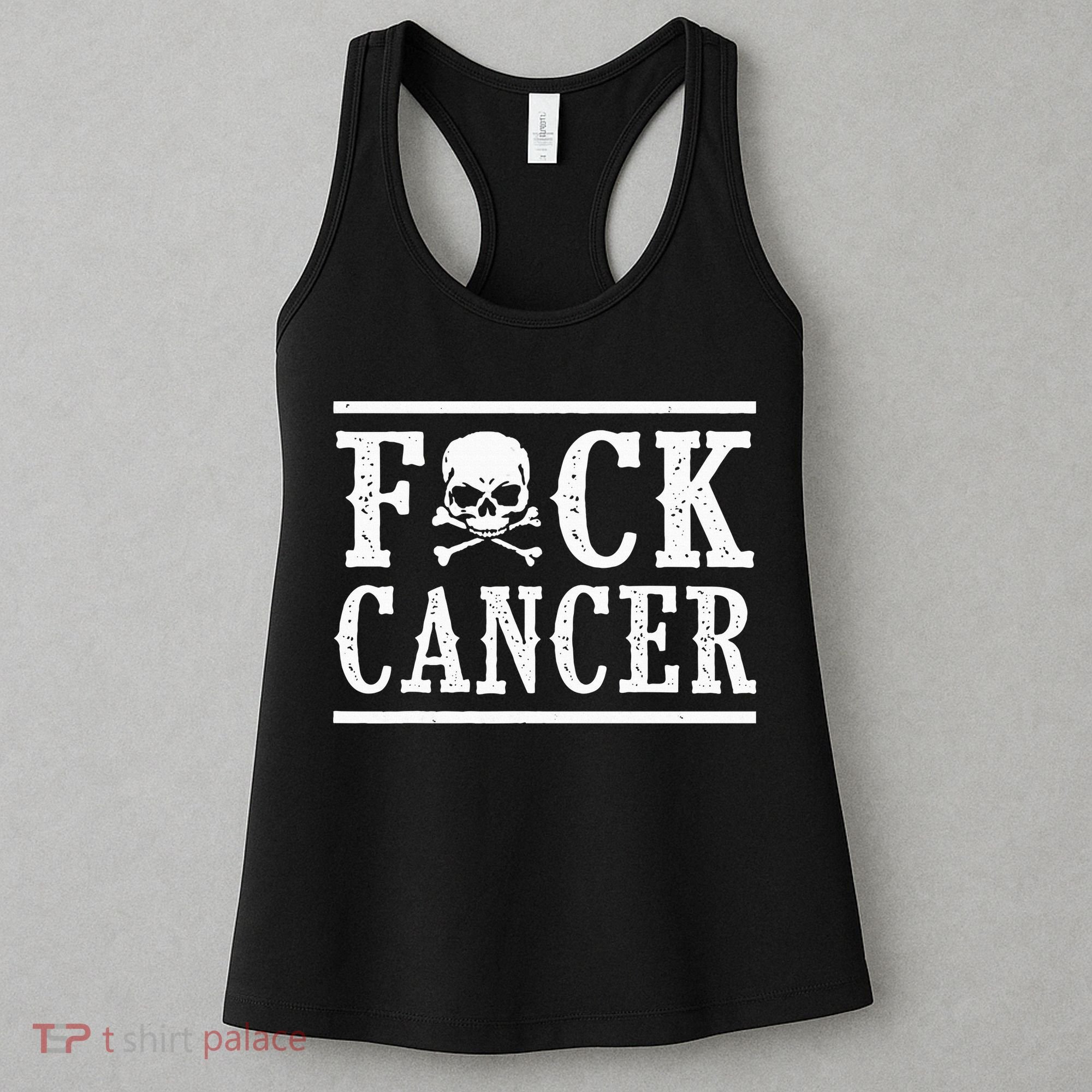 Fuck Cancer Skull and Crossbones Skeleton Breast Cancer Women's Tank Top