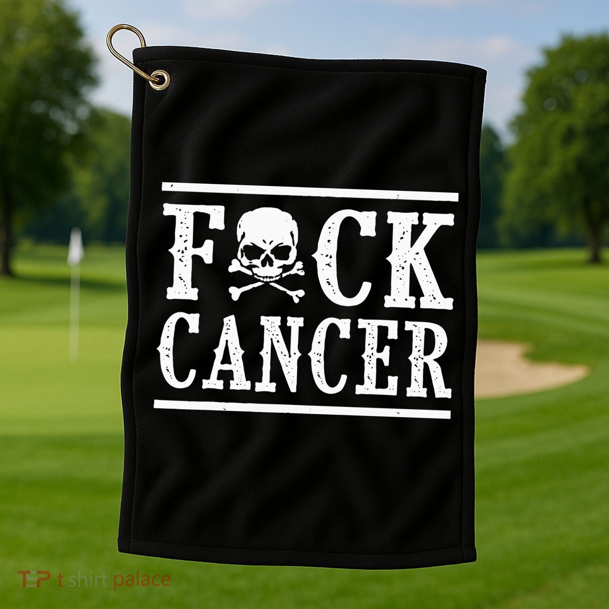 Fuck Cancer Skull and Crossbones Skeleton Breast Cancer Golf Towel