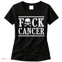 Fuck Cancer Skull and Crossbones Skeleton Breast Cancer Women's T-Shirt thumb 0