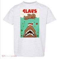 Funny Christmas Santa Claus Shark Attack Gingerbread Man Toddler T-Shirt thumb 0