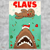 Funny Christmas Santa Claus Shark Attack Gingerbread Man Kids Sweatshirt thumb 2